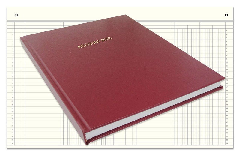 BookFactory Account Book/Ledger/Accounting Ledger/Account Notebook (4 (Four) Columns Columnar Book Format) - 312 Pages, 8'' x 10'', Burgundy Cover, Section Sewn Hardbound (Made in USA)
